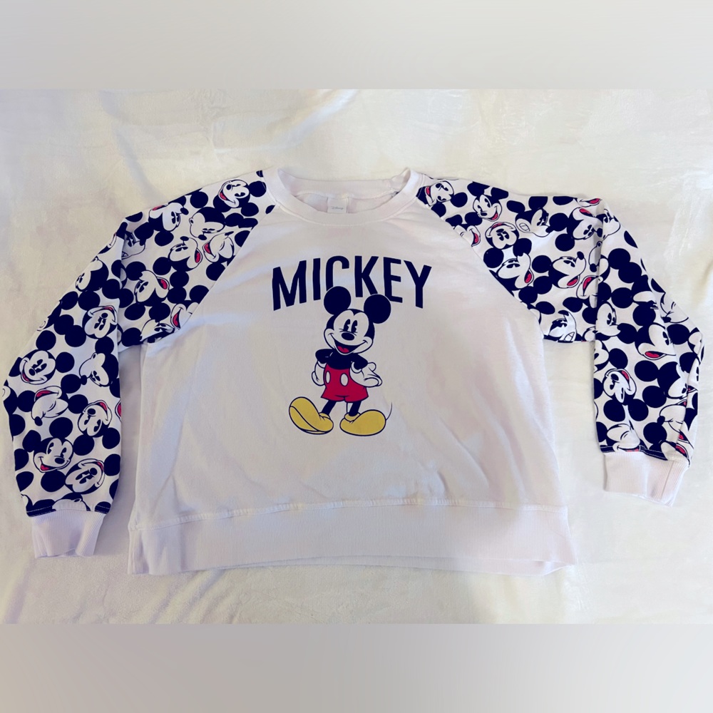 Disney White Sweatshirt with Navy Mickey Print